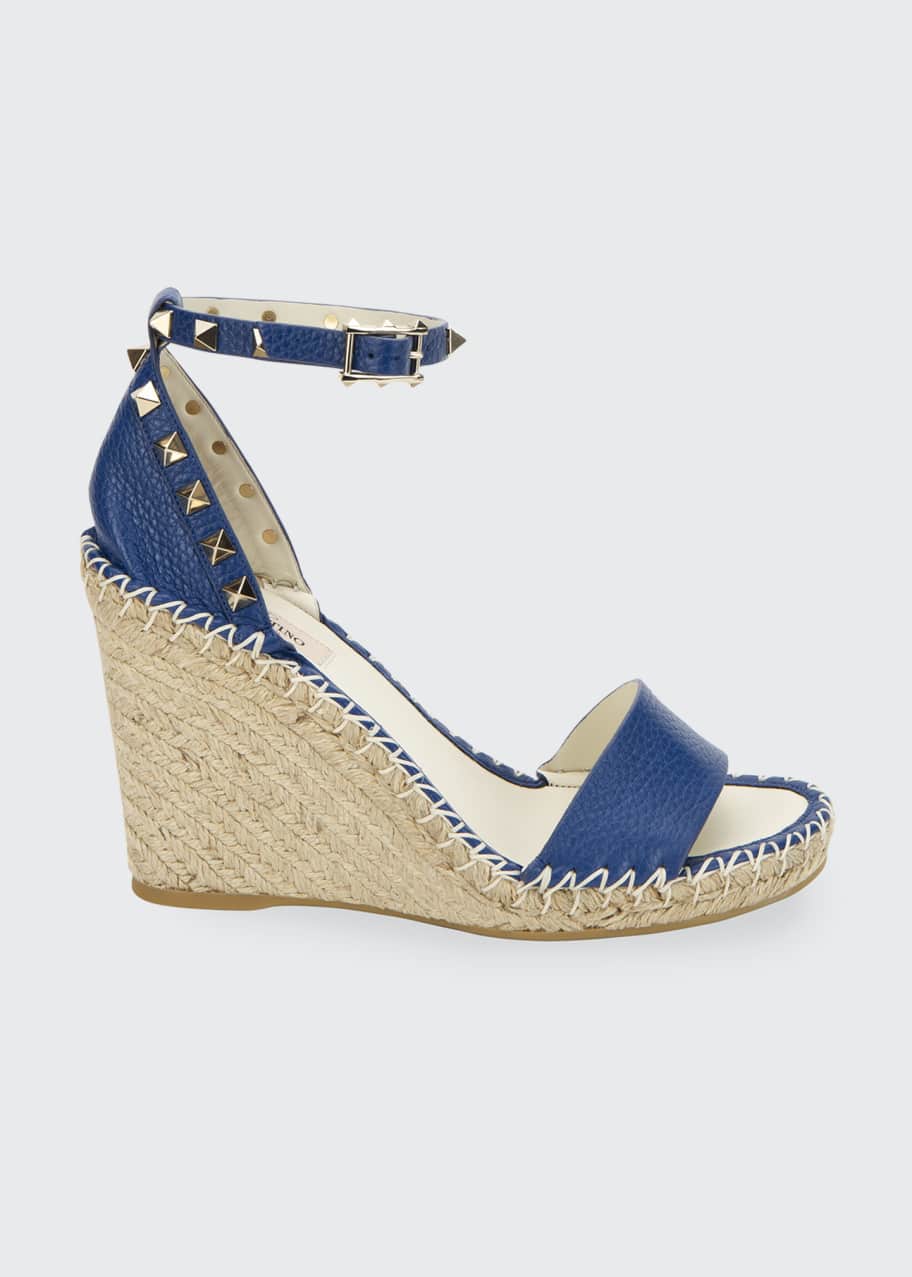 Valentino Garavani Rockstud Double Espadrille Wedge Sandals Bergdorf Goodman