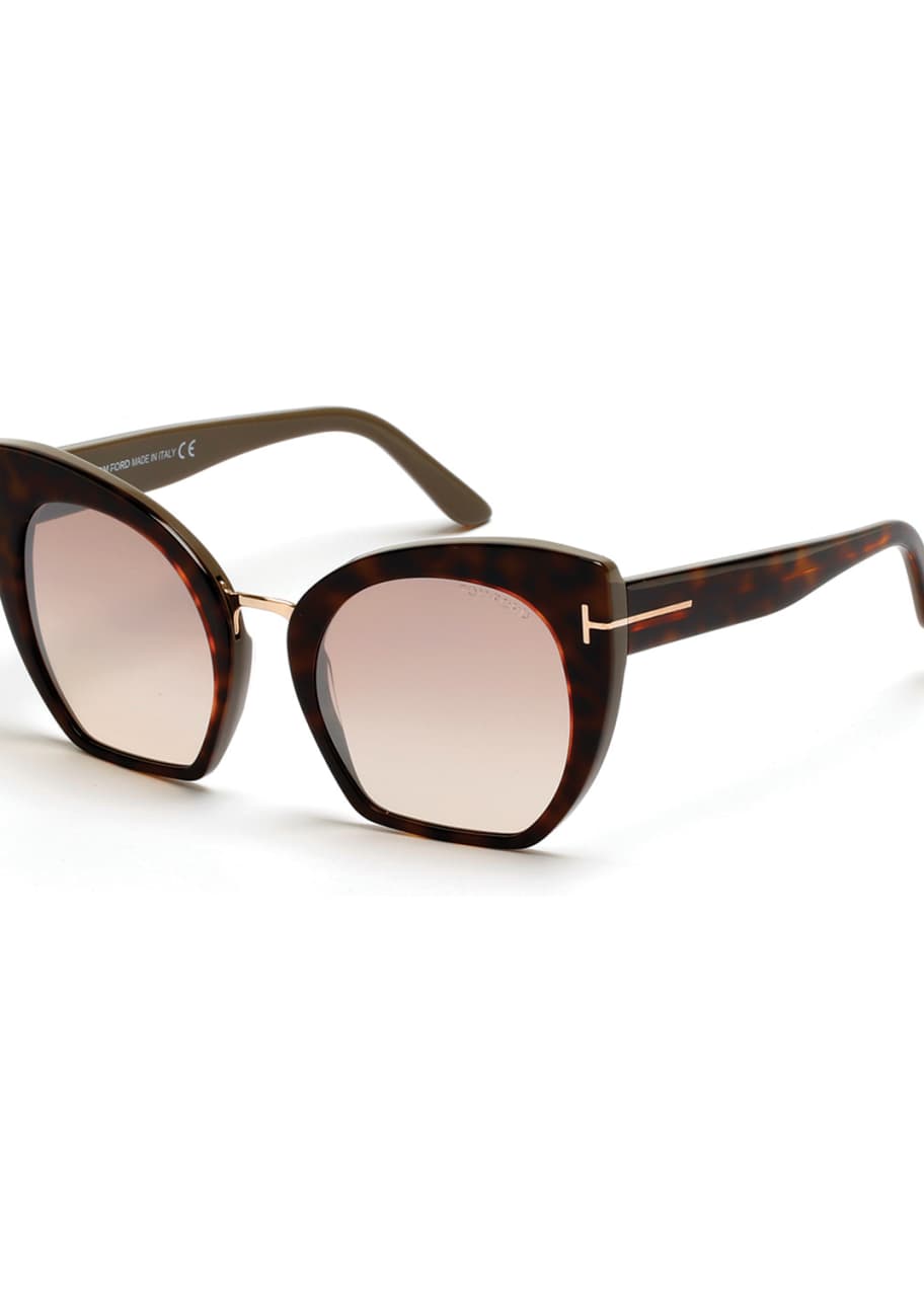 TOM FORD Samantha Cropped Cat Eye Sunglasses Brown Havana Bergdorf Goodman