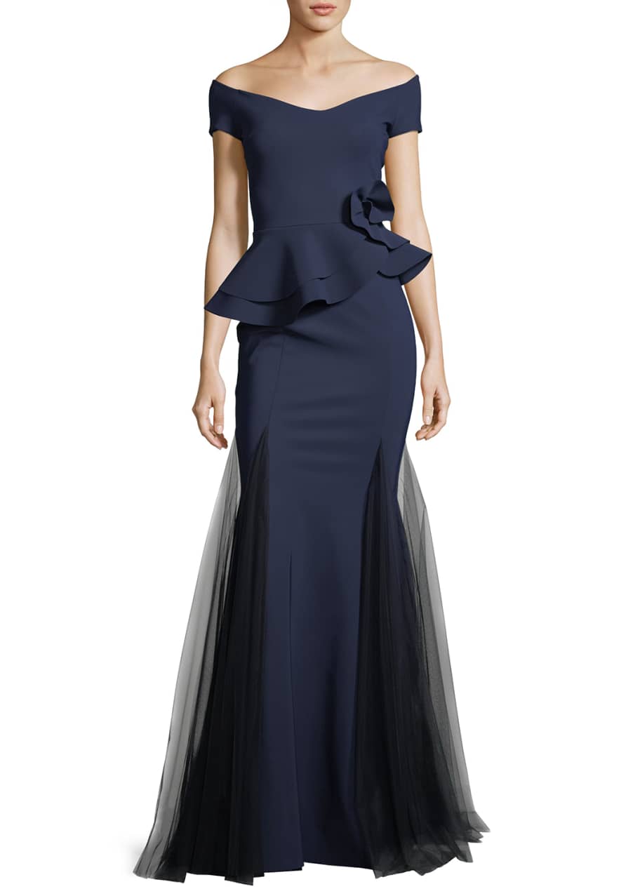 knee length dresses for ladies Strapless Peplum Mermaid Dress with Floral Detail – Merayi Fashion main image 1