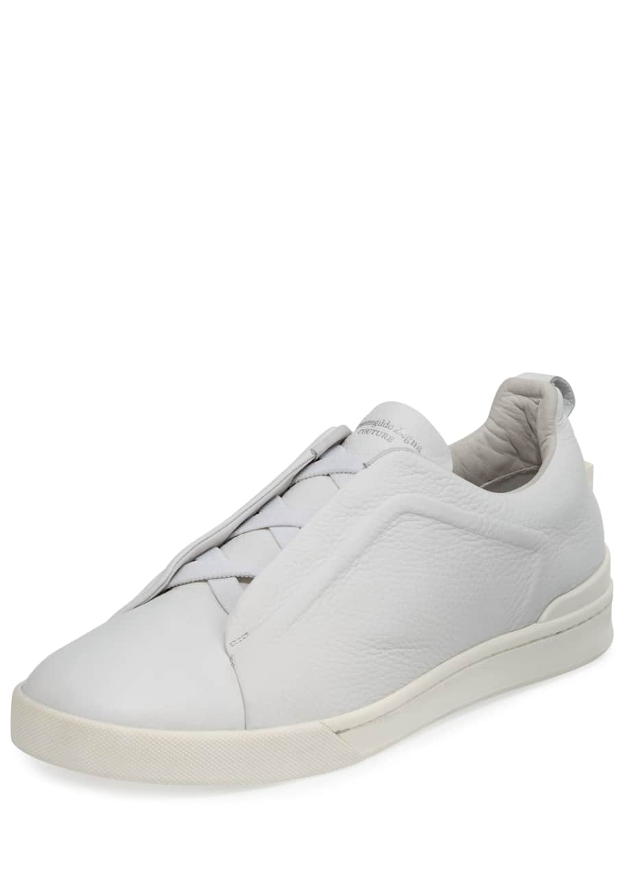 Image 1 of 1: Men's Couture Triple-Stitch Leather Low-Top Sneakers