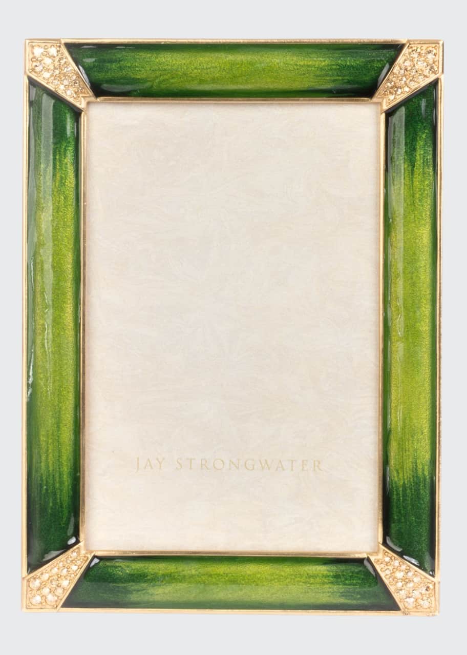 Jay Strongwater Leland Pave Corner Picture Frame, Emerald, 4" x 6