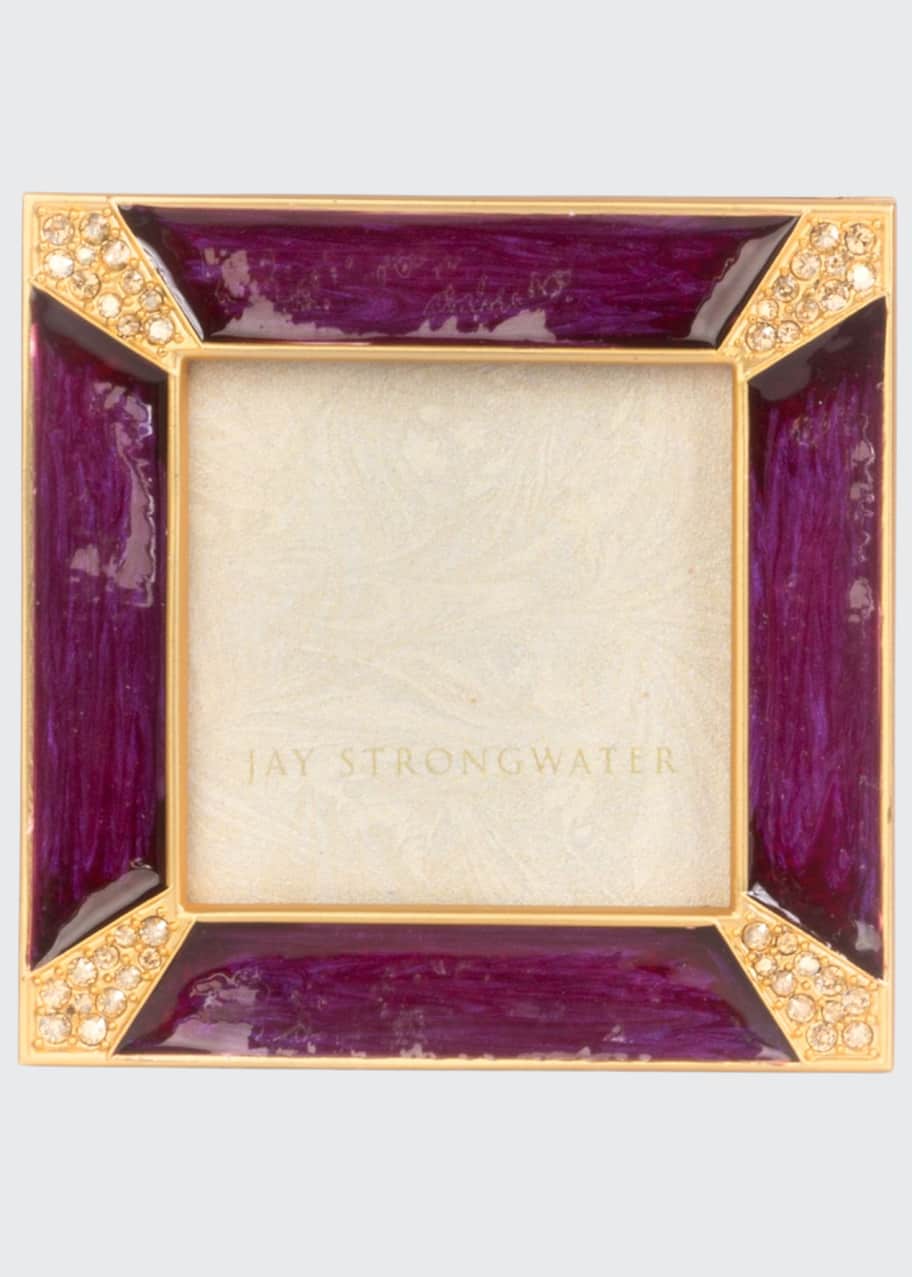 Jay Strongwater Leland Pave Corner Square Picture Frame, Plum