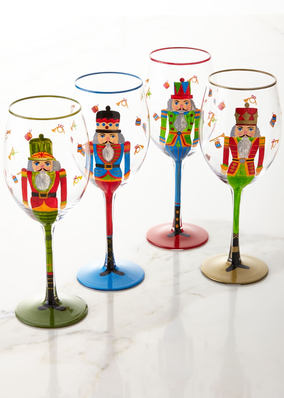 Hand-Painted Nutcracker Glasses, Set of 4