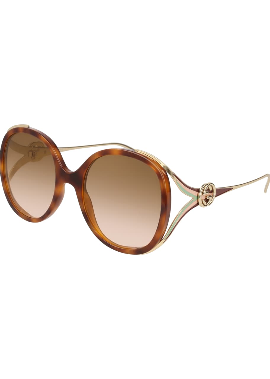 Image 1 of 1: Oval Web GG Sunglasses, Brown Pattern