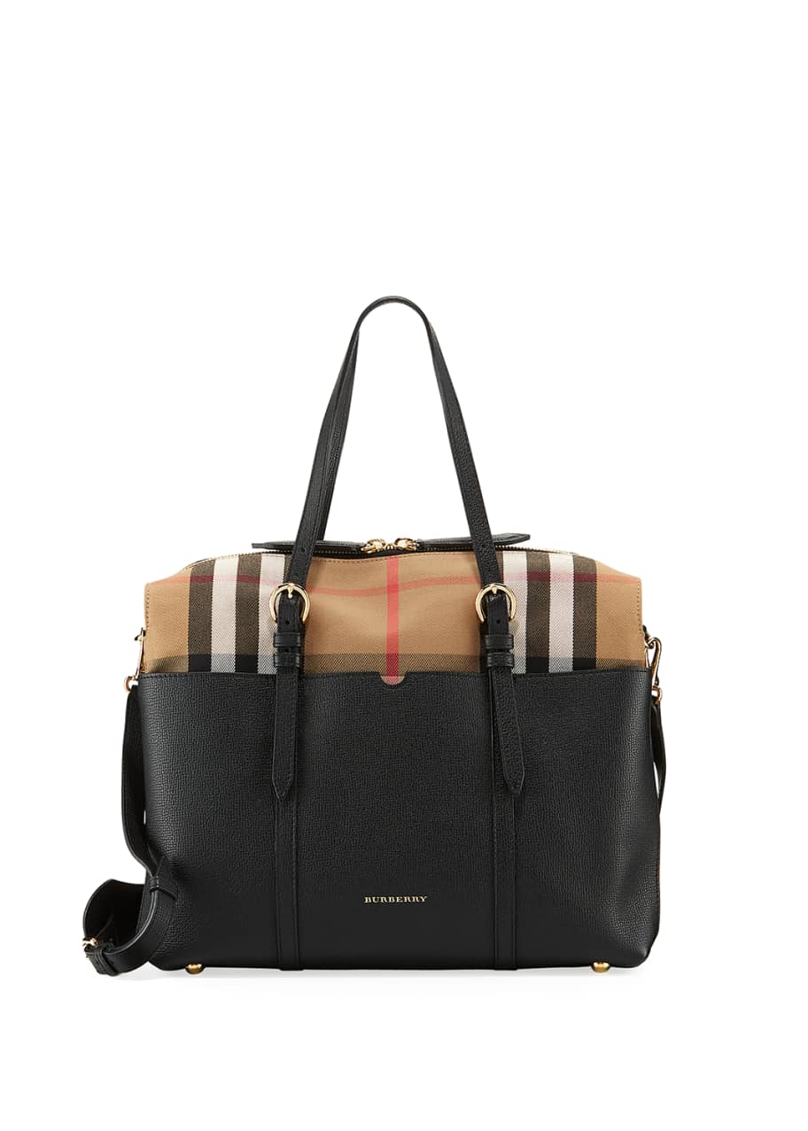 Burberry Mason Check Canvas Leather Diaper Tote Bag Bergdorf