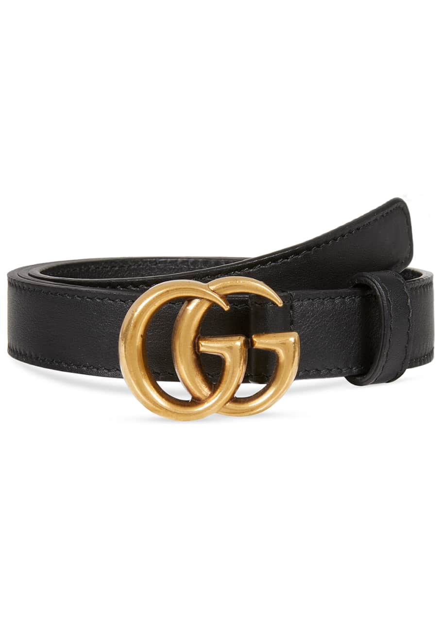 Image 1 of 1: Thin Leather GG-Buckle Belt