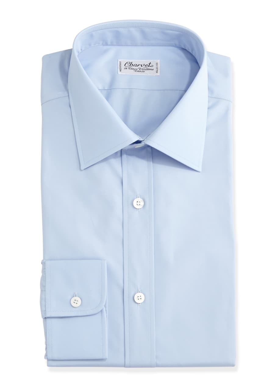 Image 1 of 1: Solid Poplin Dress Shirt, Light Blue