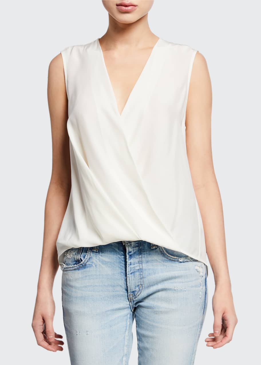 Image 1 of 1: Victor Sleeveless Wrap-Front Blouse