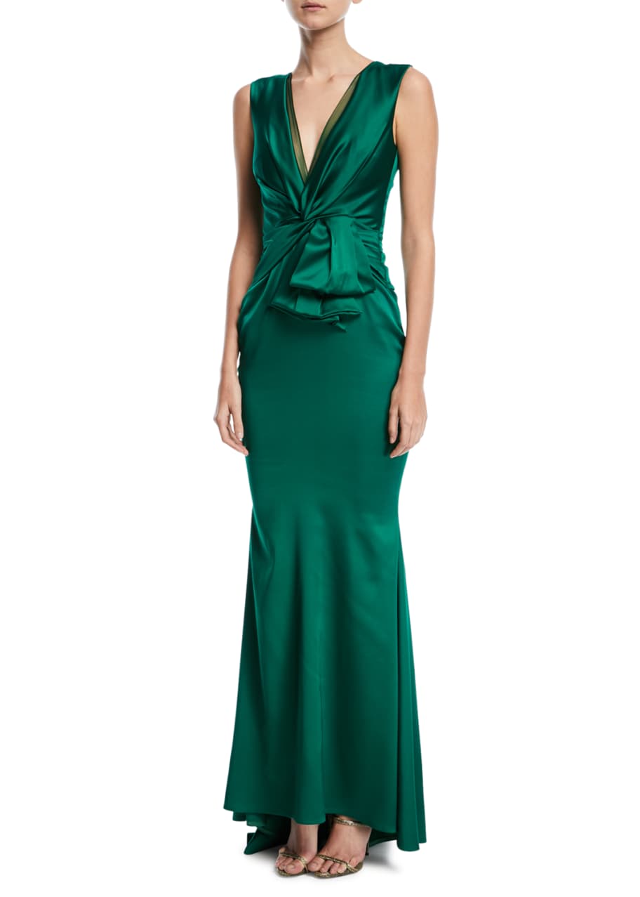 Talbot Runhof Polis Sleeveless Draped Satin Gown - Bergdorf Goodman