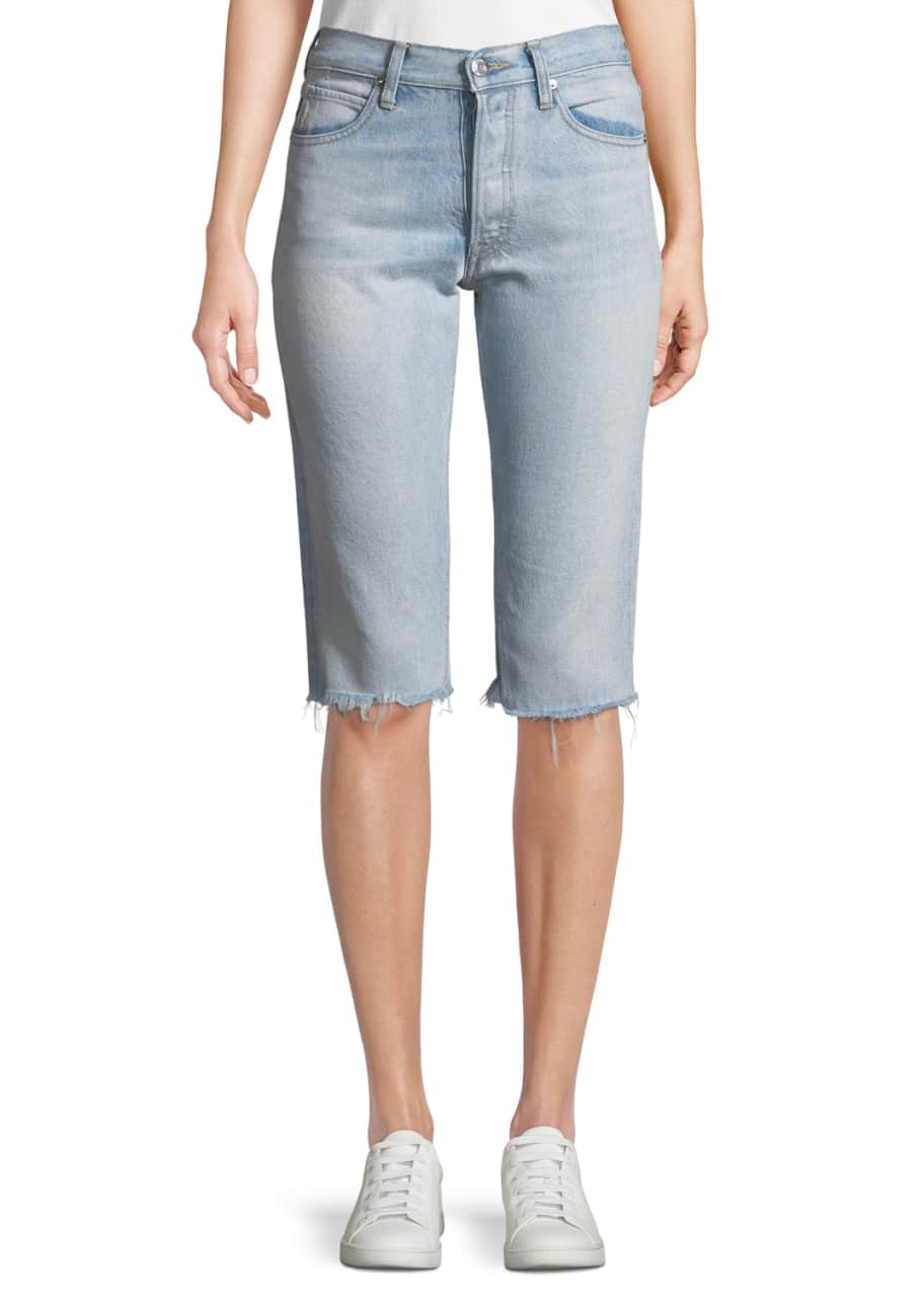 Helmut Lang Cutoff KneeLength Denim Shorts Bergdorf Goodman