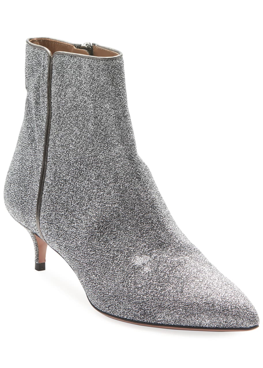 Aquazzura Quant Stretch Glitter Booties Bergdorf Goodman