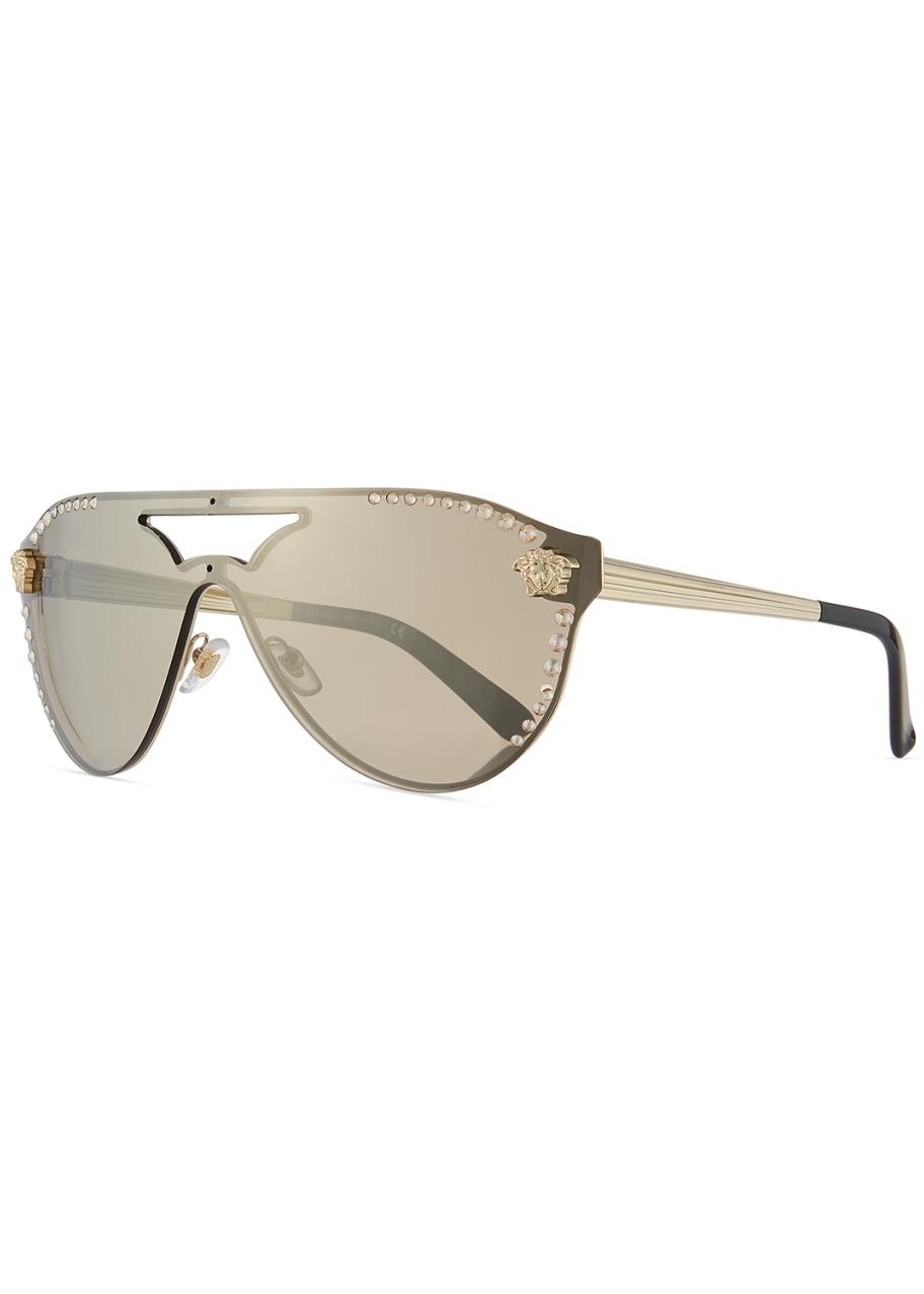 Versace Crystal-Studded Aviator Sunglasses - Bergdorf Goodman display picture 3