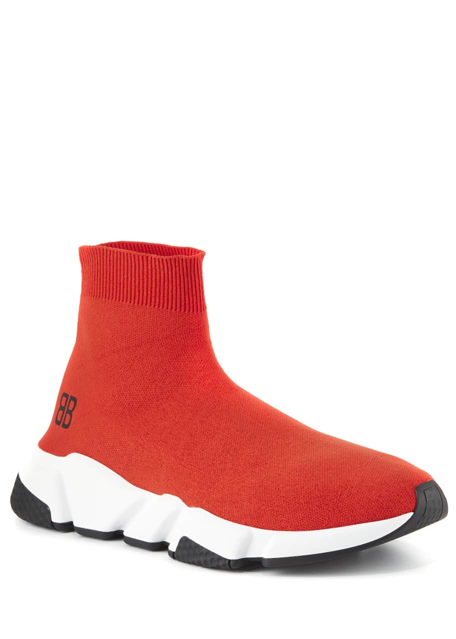 Balenciaga Men s Speed Mid Top Trainer Sock Sneakers Red