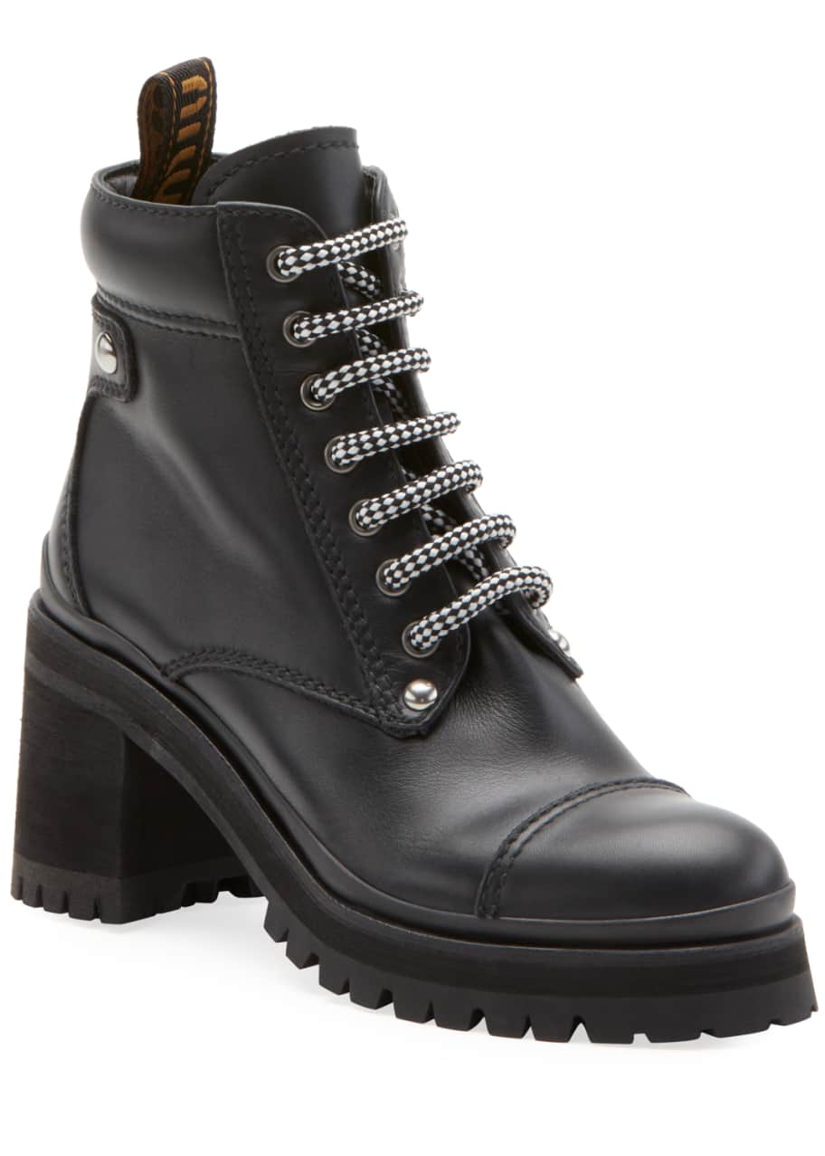Miu Miu Leather Platform Hiker Boots - Bergdorf Goodman