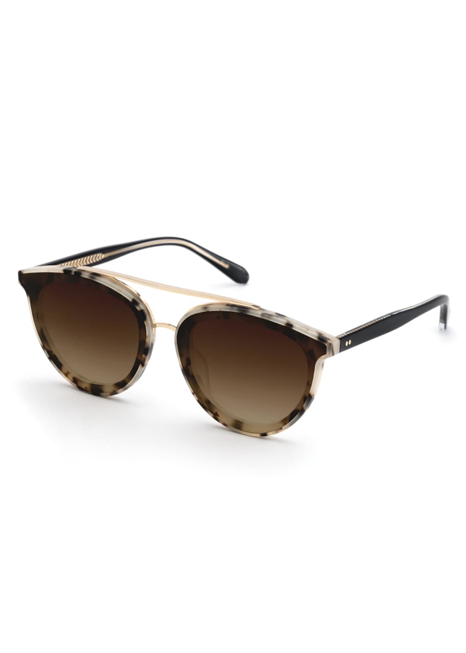 Image 1 of 1: Clio Oval Acetate Sunglasses w/ Overlay Nylon Lenses