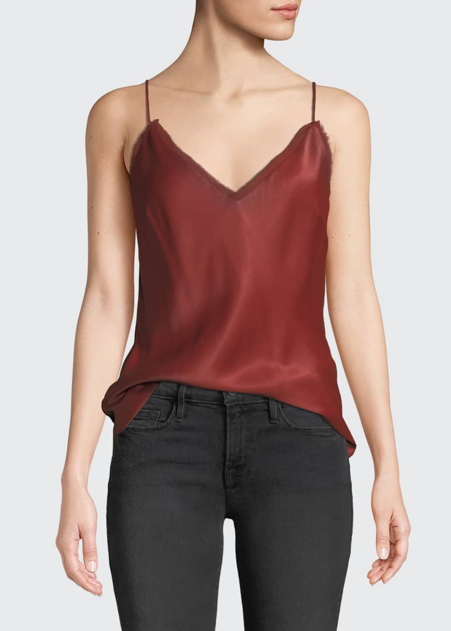 Image 1 of 1: V-Neck Satin Lounge Cami Tank Top