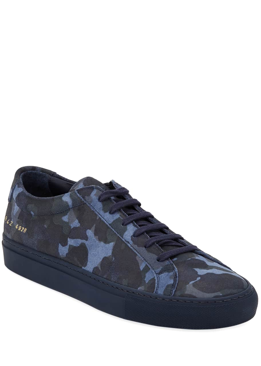 Image 1 of 1: Men's Achilles Camo Suede Low-Top Sneakers, Blue