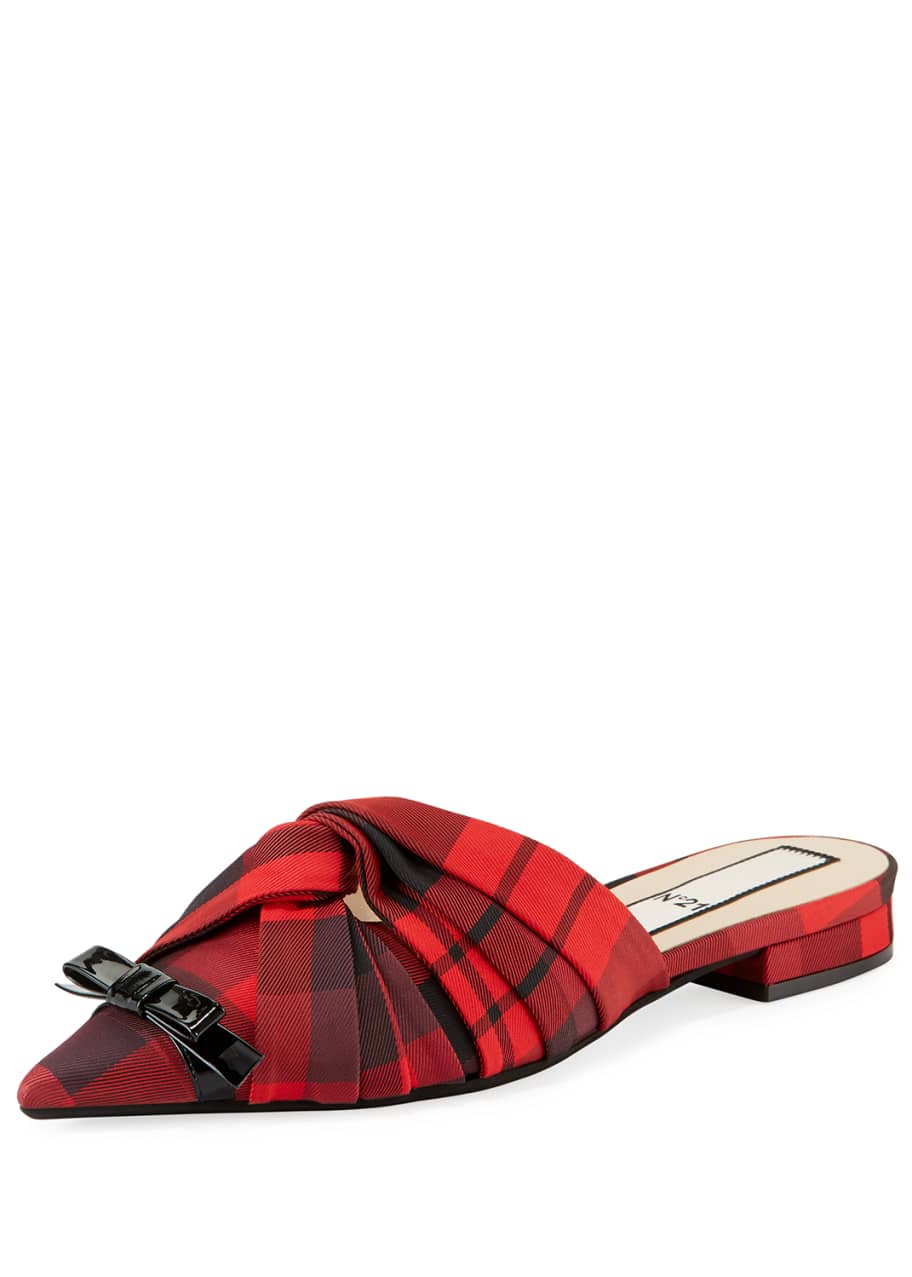 Red plaid flat 2025 mules