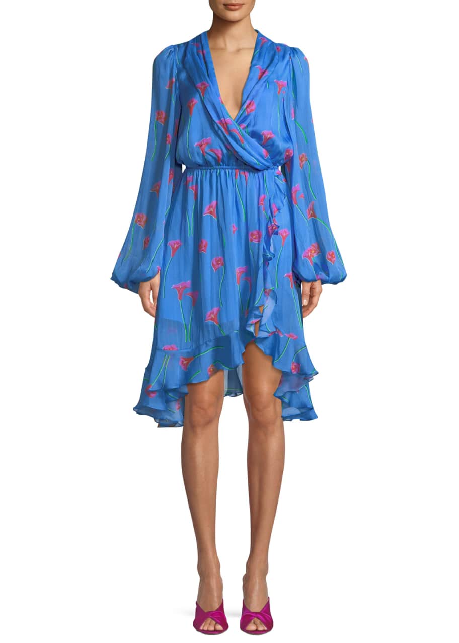 caroline constas blue floral dress Women Size XS Caroline Constas for Intermix Blue Floral Cotton Mini Dress main image 1
