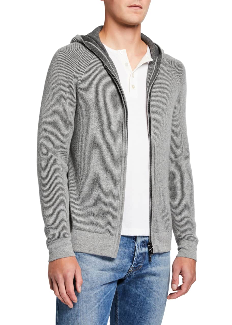 Zip front cashmere hoodie hot sale