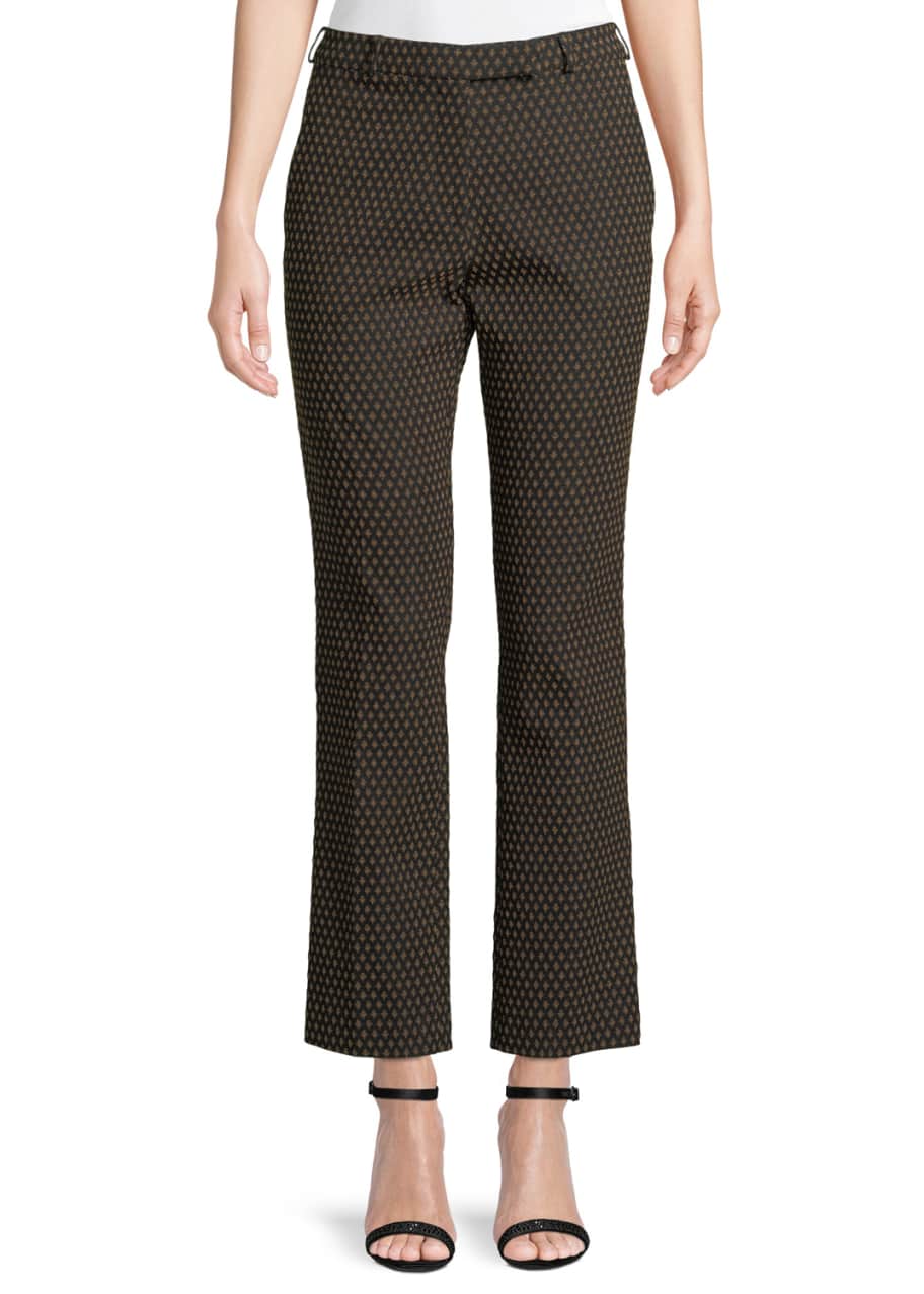 Image 1 of 1: Straight-Leg Textured Dobby Cropped Pants
