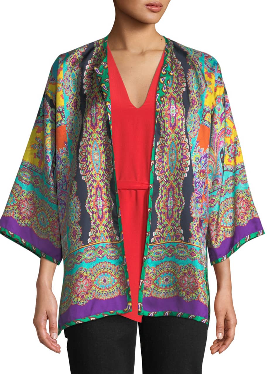 Etro Reversible Mixed-Print Silk Kimono Jacket - Bergdorf Goodman