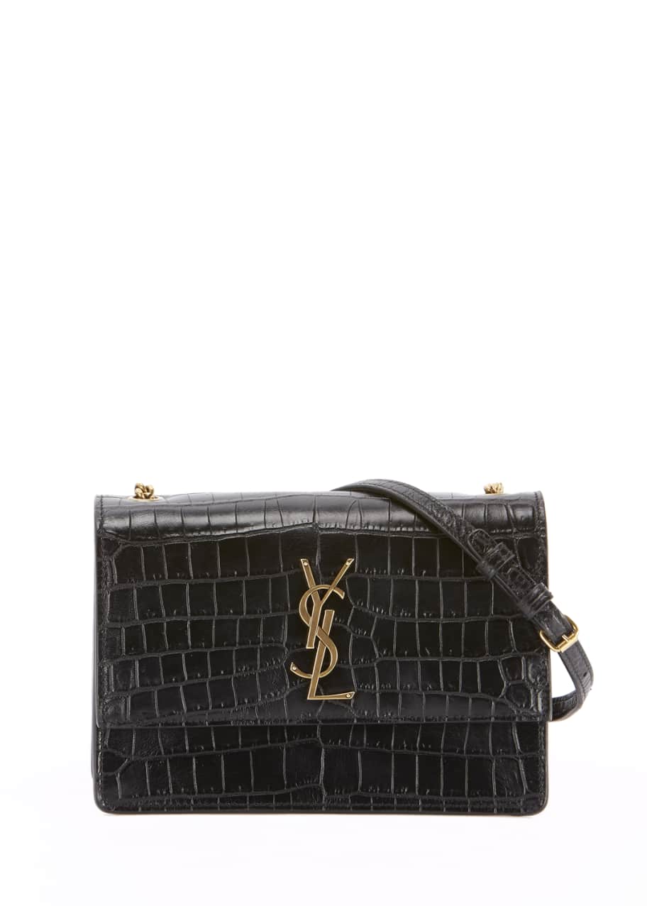 Monogram ysl sunset small chain croco shoulder bag clearance