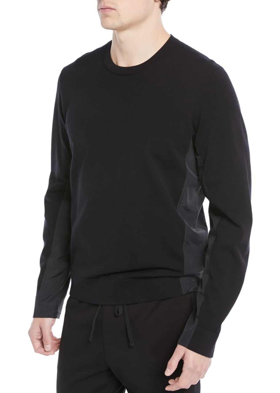 Image 1 of 1: Mixed-Media Cotton Crewneck Sweater