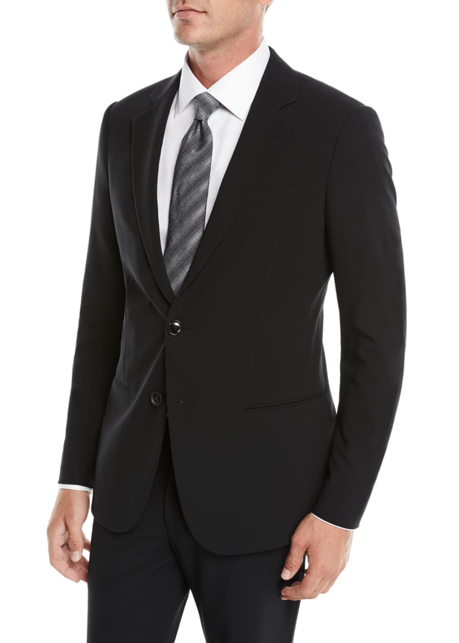 Giorgio Armani Men's Crepe Wool Two-Piece Suit, Black - Bergdorf Goodman