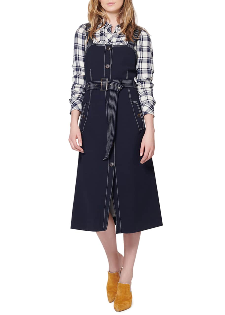 Veronica Beard Adora Belted Button Front Midi Dress Bergdorf Goodman
