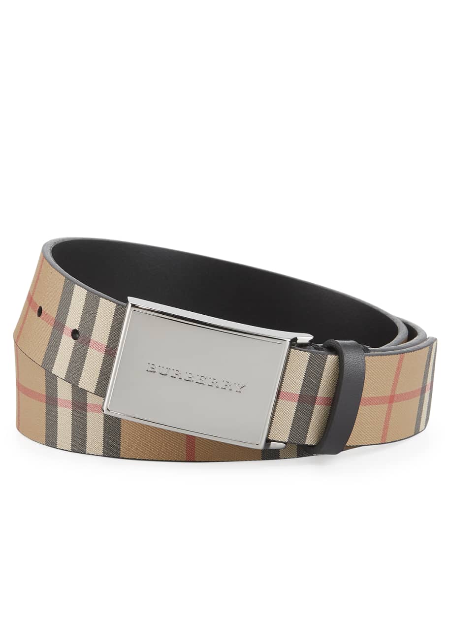 Burberry men's leather belt clearance