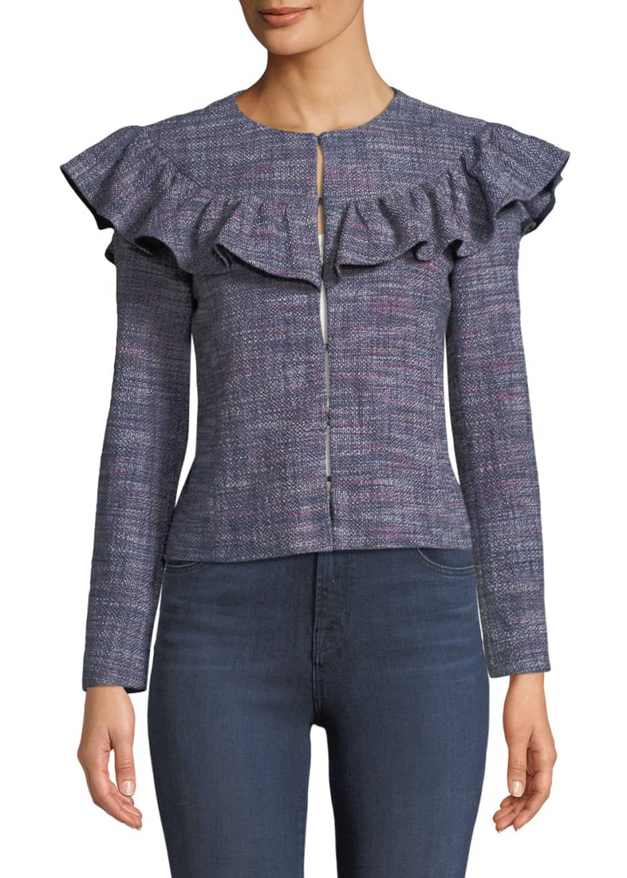 Rebecca taylor tweed ruffle jacket sale