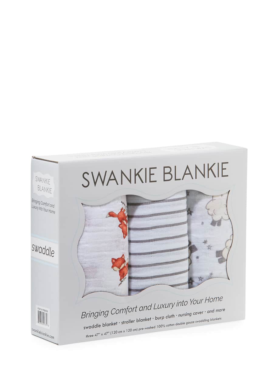 Swankie Blankie 3-Piece Swaddle Blanket Box Set Bergdorf Goodman
