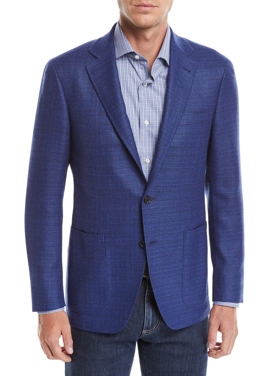 Image 1 of 1: Men's Textured Solid Two-Button Blazer