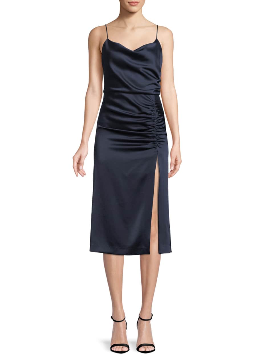 Alice and olivia 2025 dion ruched slip dress