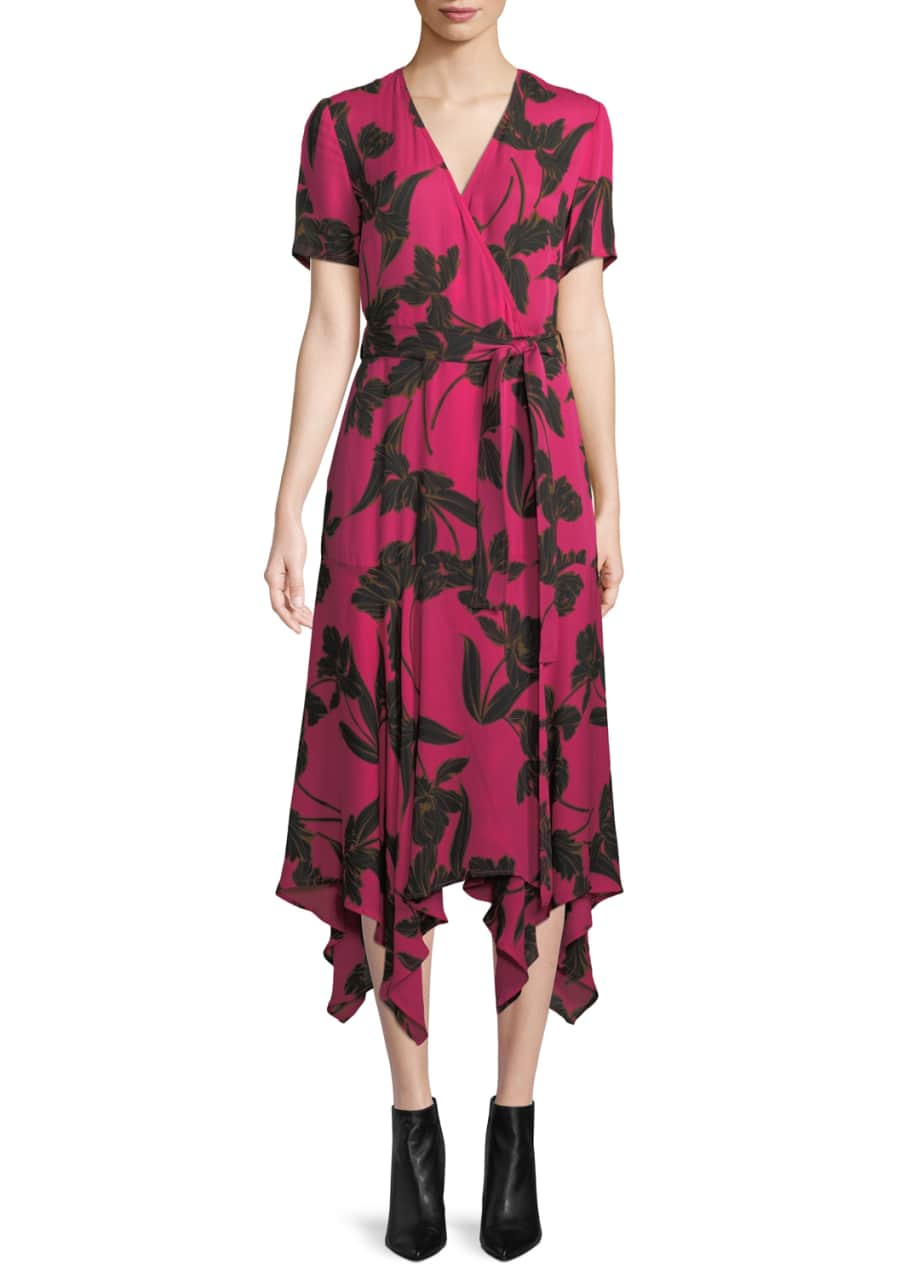 A.L.C. Cora Floral Print Silk Midi Wrap Dress Bergdorf Goodman