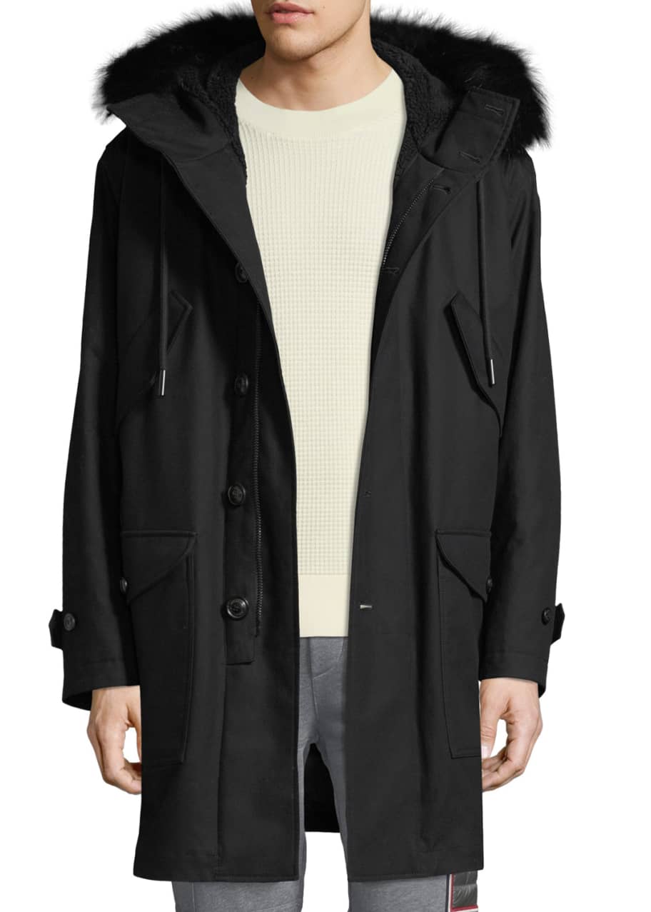 Moncler fur trimmed hooded coat hotsell