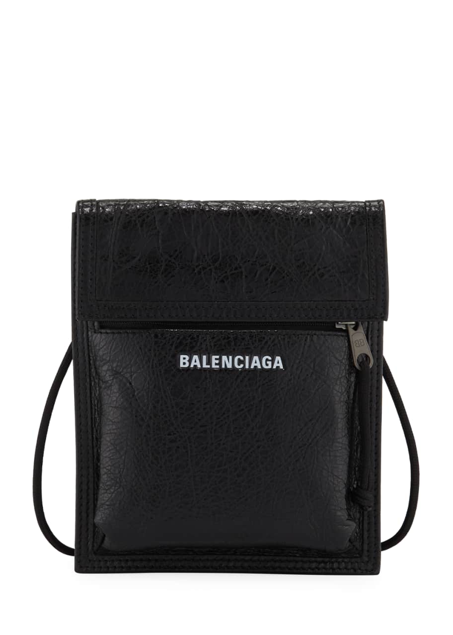Balenciaga Men's Explorer Leather Pouch Strap Bag Bergdorf Goodman