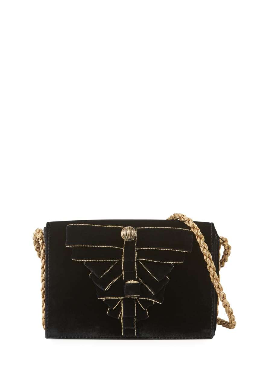Image 1 of 1: Gabbia Velvet Bow Shoulder Bag