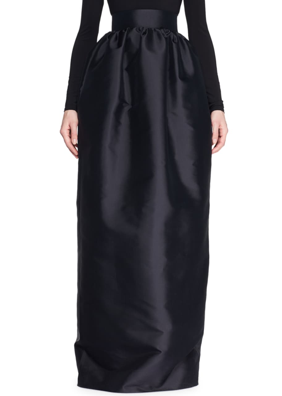 Image 1 of 1: Ranel High-Waist Full Silk Duchess Evening Skirt