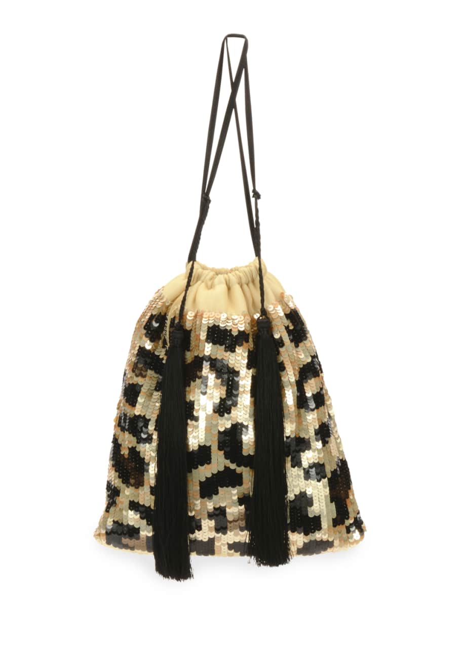 Image 1 of 1: Full Sequin Leopard Pouch Bag