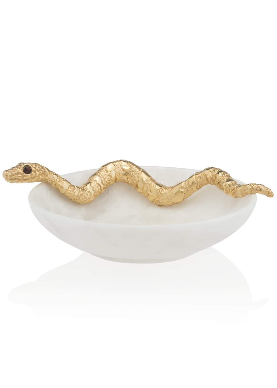 Image 1 of 1: White Marble Snake Bowl