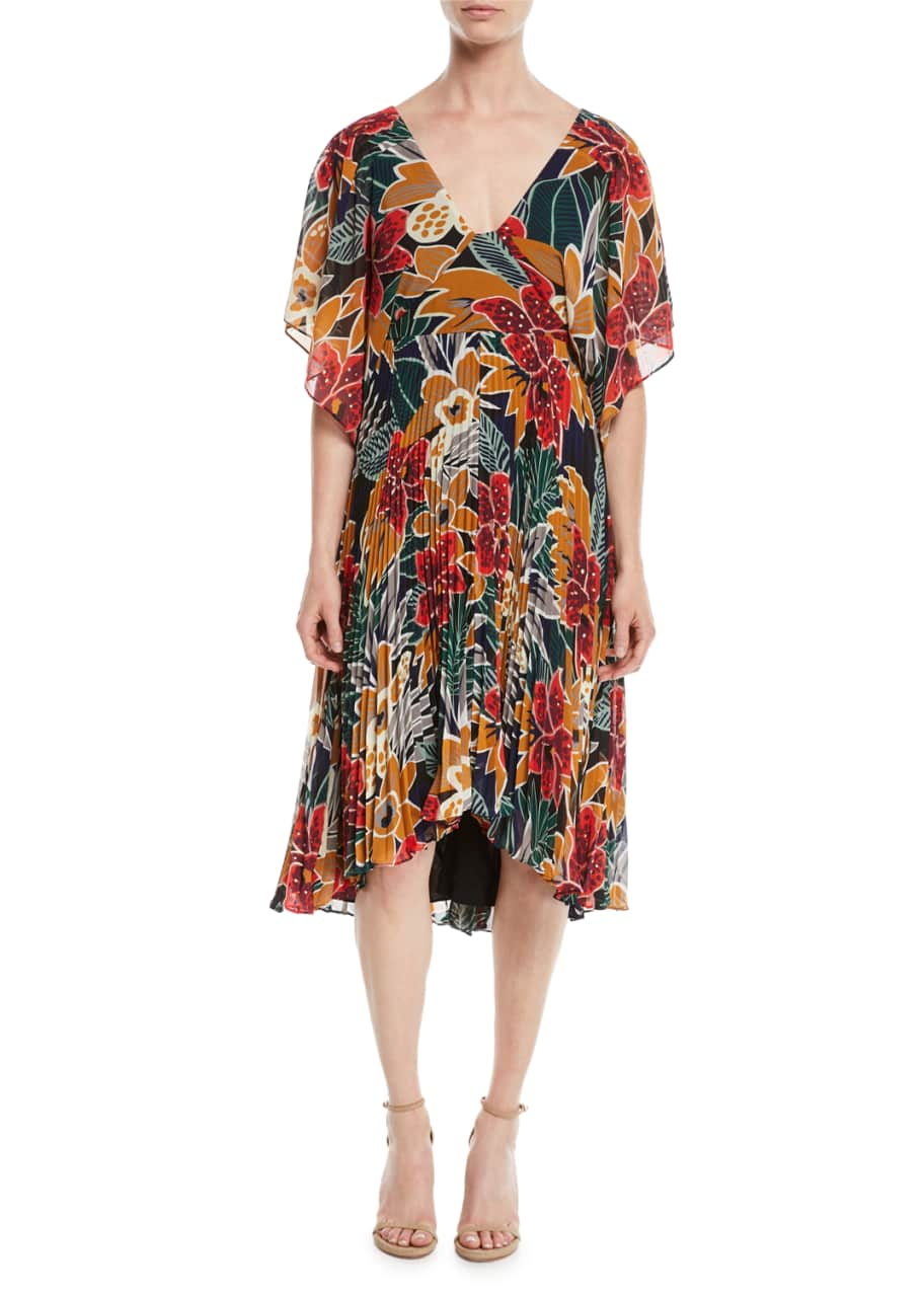 Club Monaco Zorbina Pleated Floral Midi Dress - Bergdorf Goodman