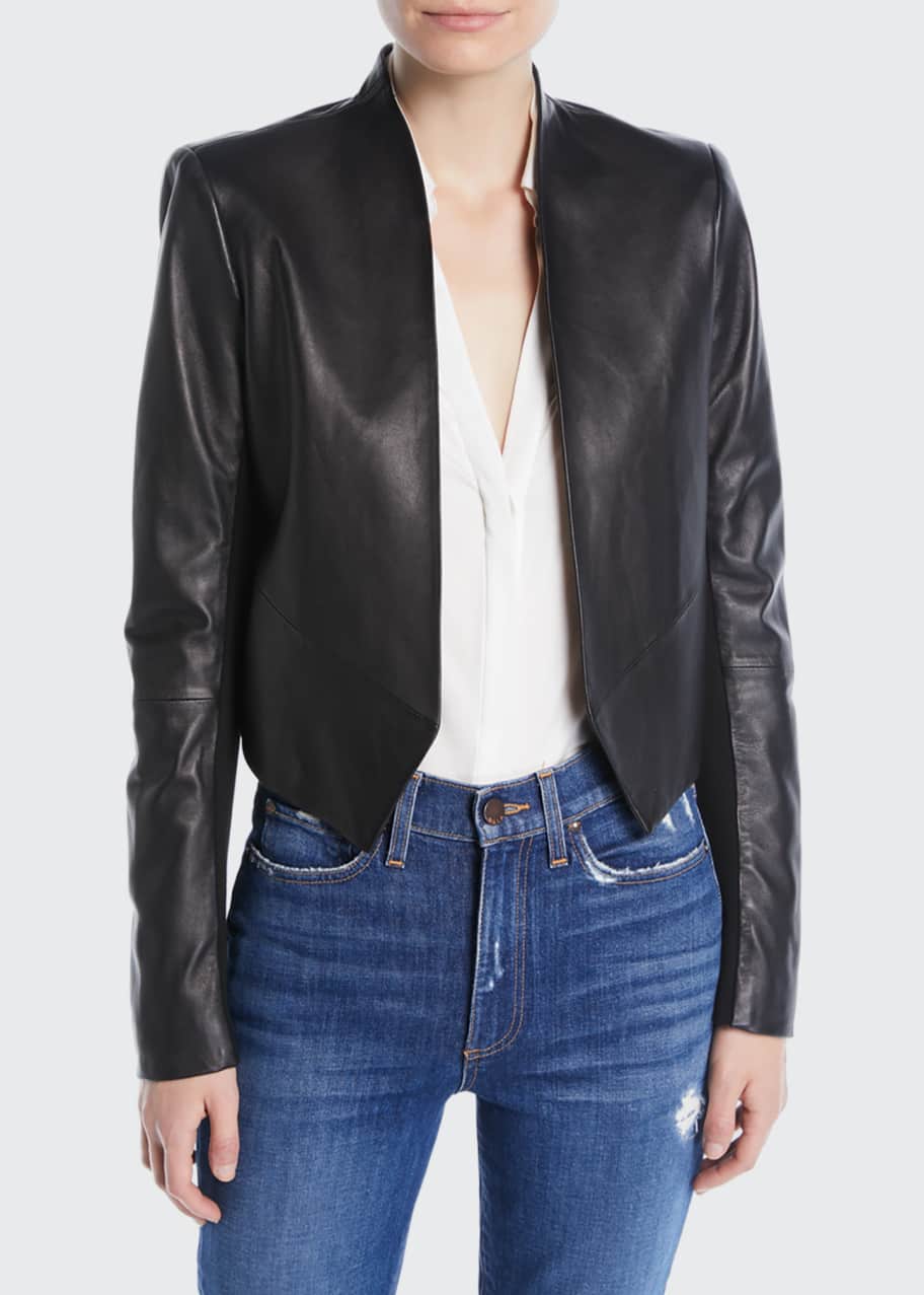Alice + Olivia Harvey Draped Open-Front Leather Jacket - Bergdorf Goodman