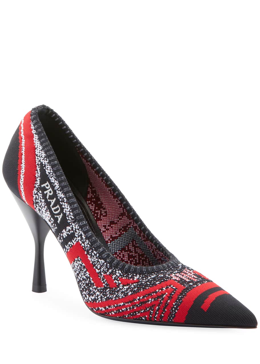 Image 1 of 1: Printed Knit Logo Pumps