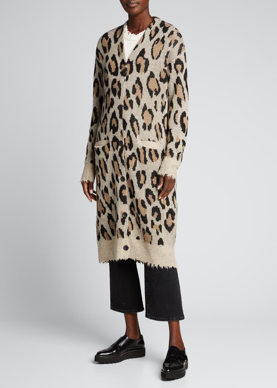 R13 long leopard cardigan on sale