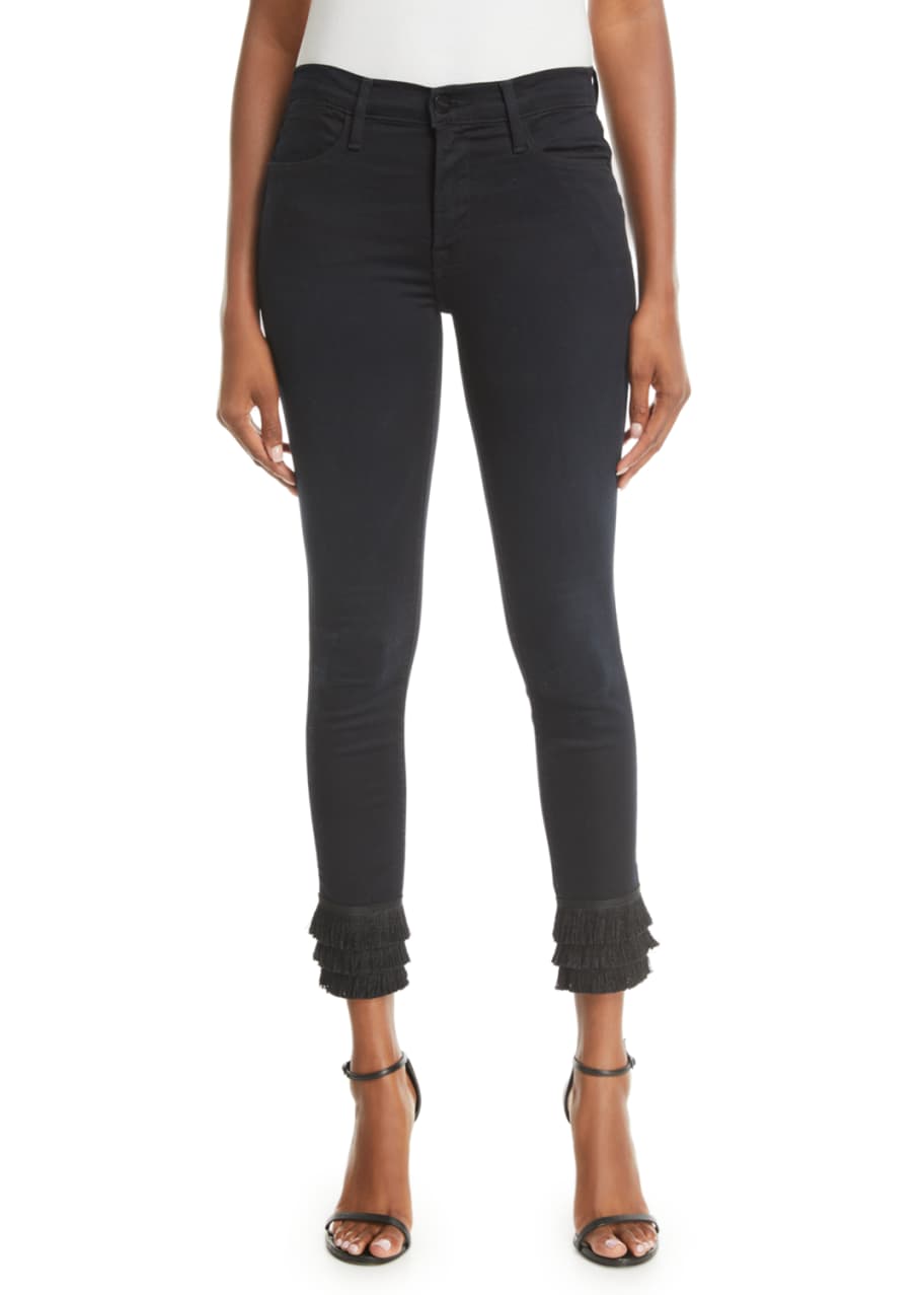 Skinny jeans with fringe hem hotsell