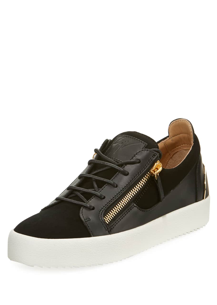 Image 1 of 1: Men's Suede %26 Leather Low-Top Sneakers