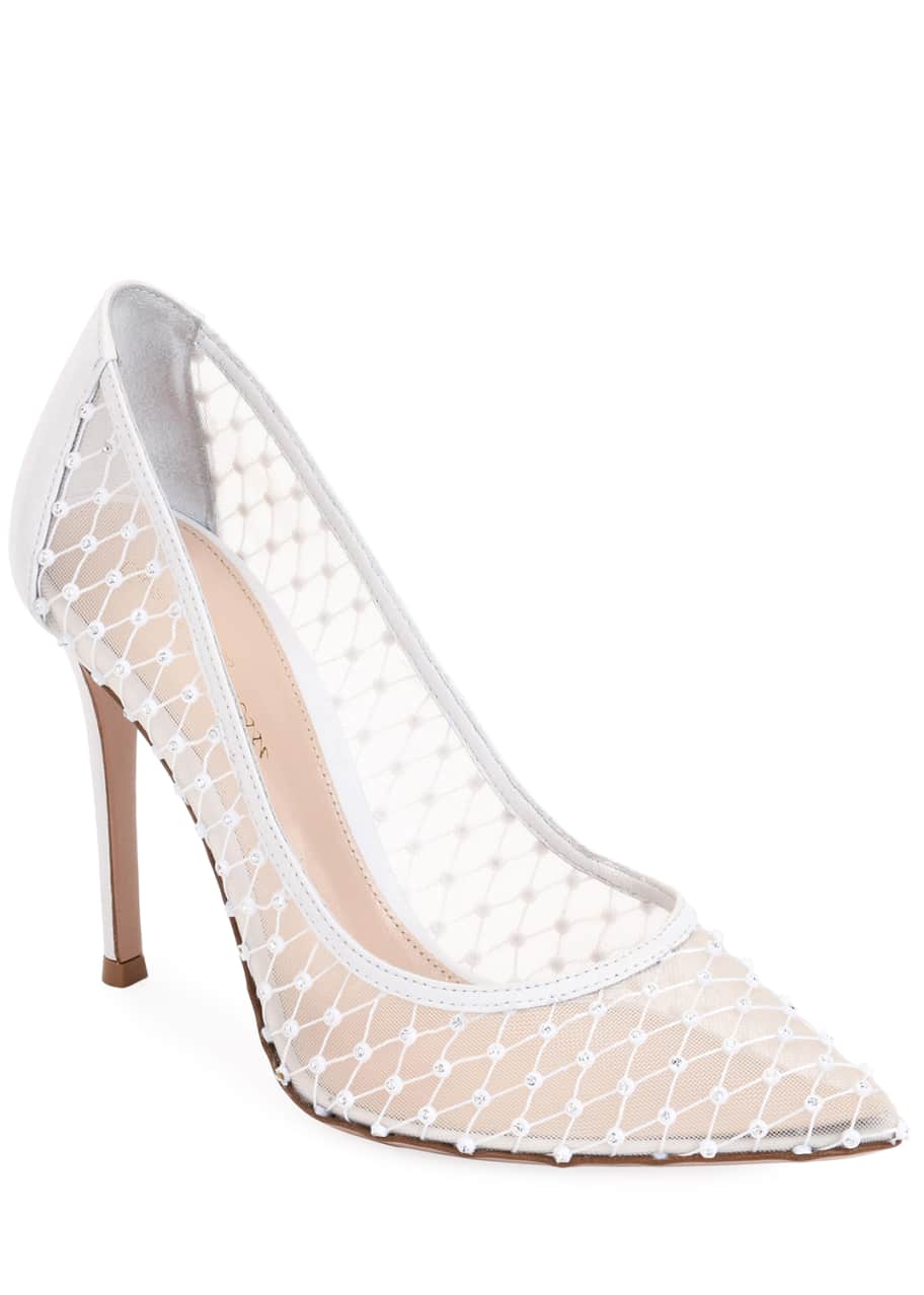 Image 1 of 1: Crystal Mesh Pointed Pumps
