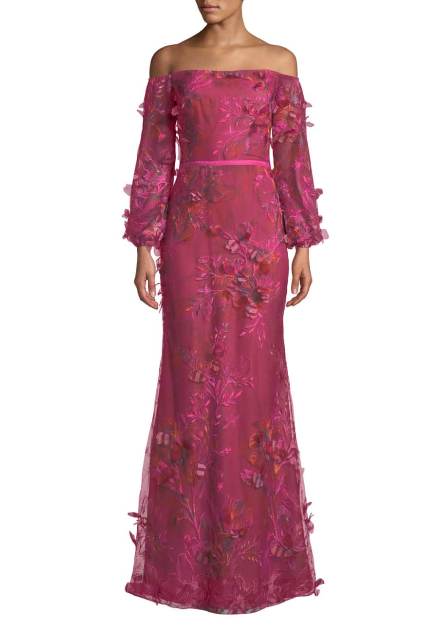 Marchesa notte 3d embroidered on sale gown